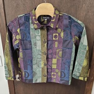 Vintage WINDING RIVER Woman Tapestry Jacket Size XL Maximalism